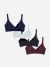 Women's No Show Plunge Bralette 4-Pack - Navy Black Mix L