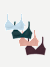 Women's No Show Plunge Bralette 4-Pack - Teal Glacier Pink Mix L