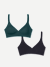 Women's No Show Plunge Bralette 2-Pack - Teal Pine x Black L