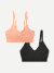 Women's Seamless Scoop Bralette 2-Pack - Black Guava Mix L
