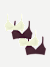 Womenâ€™s No Show Plunge Bralette 4-Pack - Spice Meringue Mix L