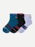 Merino Wool Blend Athletic Quarter Sock 3-Pack - Black Teal Mix [9257]