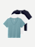 Women's Pima Cotton V-Neck T-Shirt 3-Pack - Fog White Navy Mix L