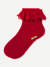 Ruffle Lace Quarter Socks - red L [9966]