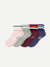 Youth Foldover Ruffle Quarter Sock 4-Pack - adobe mix L [9923]