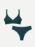 No Show Plunge Bralette + Thong - Teal Pine L