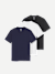 Men's Pima Cotton Crew Neck T-Shirt 3-Pack - Navy Bright White Mix L [8525]