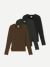 Women's Merino Wool Blend Crew Neck Long Sleeve T-Shirt 3-Pack - Elm Canteen Black Mix L