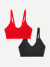Women's Seamless Scoop Bralette 2-Pack - Red Black Mix