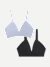 Women's Seamless Triangle Bralette 2-Pack - Skysail Blue x Black L
