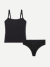 Women's Built-In Bra Seamless Cami + Thong Pack - Black L