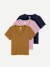 Women's Pima Cotton V-Neck Shirt 3-Pack - Mauve Canteen Navy Mix L