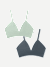 Women's Seamless Triangle Bralette 2-Pack - Pebble x Mint Foam L