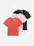 Women's Pima Cotton Slim Crew Neck T-Shirt 3-Pack - Red Black Rose Mix L