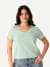 Women's Pima Cotton V-Neck T-Shirt - Mint Foam WO1 [8738]