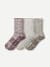 Roll-Top Merino Blend Gripper House Sock 3-Pack - Burgundy Green Mix L