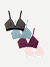 Women's Seamless Triangle Bralette 4-Pack - Fog Pink Stripe Mix L