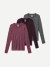 Women's Merino Wool Blend Crew Neck Long Sleeve T-Shirt 3-Pack - Bold Pink Fig Grey Mix L