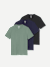 Men's Pima Cotton Crew Neck T-Shirt 3-Pack - Navy Sage Mix L