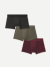 Men's Cotton Modal Blend Trunk 3-Pack - Birdseye Green Burgundy Mix L