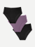 Womenâ€™s No Show Hipster 3-Pack - Plum Black Mix L