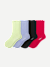 Women's Ruffle Rib Half Calf Sock 4-Pack - Red Blue Mix