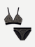 Women's Seamless Triangle Bralette + Bikini Pack - Black / Fawn Whisper Stripe L