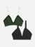 Women's Seamless Triangle Bralette 2-Pack - Dark Elm Black Mix L