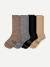 Merino Modern Rib Calf Sock 4-Pack - Grey Taupe Mix L