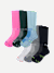Women's Sport Compression Knee High Sock 6-Pack (20-30mmHg) - Rose Blue Mix L