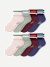 Youth Foldover Ruffle Quarter Sock 8-Pack - indigo pink mix L