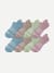 Women's Merino Wool Blend Ankle Sock 8-Pack - Aqua Peony Mix L