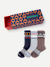 Men's Holiday Calf Sock 3-Pack Gift Box - Grey Navy Mix L [8535]