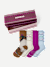 Women's Merino Wool Blend Calf Sock 4-Pack Gift Box - glacier skier mix L [10296]