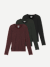 Women's Merino Wool Blend Crew Neck Long Sleeve T-Shirt 3-Pack - Elm Berry Black Mix L