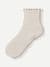 Ruffle Rib Quarter Socks - sand heather L [10500]