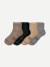 Merino Modern Rib Quarter Sock 4-Pack - Taupe Grey Mix L