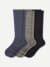 Men's Merino Wool Blend Everyday Compression Sock 3-Pack (15-20mmHg) - slate navy mix L [10248]