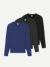 Men's Merino Wool Blend Crew Neck Long Sleeve T-Shirt 3-Pack - Moon Elm Black Mix L