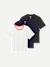 Women's Pima Cotton Crew Neck T-Shirt 3-Pack - Red Ringer Navy Black Mix L