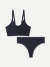 Women's Seamless Scoop Bralette + Thong - Midnight Navy L