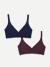 Women's No Show Plunge Bralette 2-Pack - Navy Spice Mix L [8252]