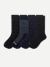 Dress Calf Socks - Navy Stripe Mix L [11178]
