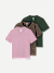 Women's Pima Cotton Crew Neck T-Shirt 3-Pack - Mauve Stripe Mix L