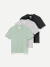 Women's Pima Cotton Crew Neck T-Shirt 3-Pack - Mint Grey Black Mix L