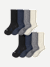 Women's Hybrid Ribbed Calf Sock 8-Pack - black-white-mix - 1