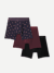 Men's Cotton Modal Blend Boxer Brief 6" 3-Pack - Night Bloom Black Burgundy Mix L