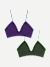 Women's Seamless Triangle Bralette 2-Pack - Dark Elm Concord Mix L