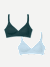 Women's No Show Plunge Bralette 2-Pack - Teal Pine x Glacier Blue L