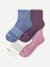 Women's Solids Quarter Socks - blue plum mix L [9855]